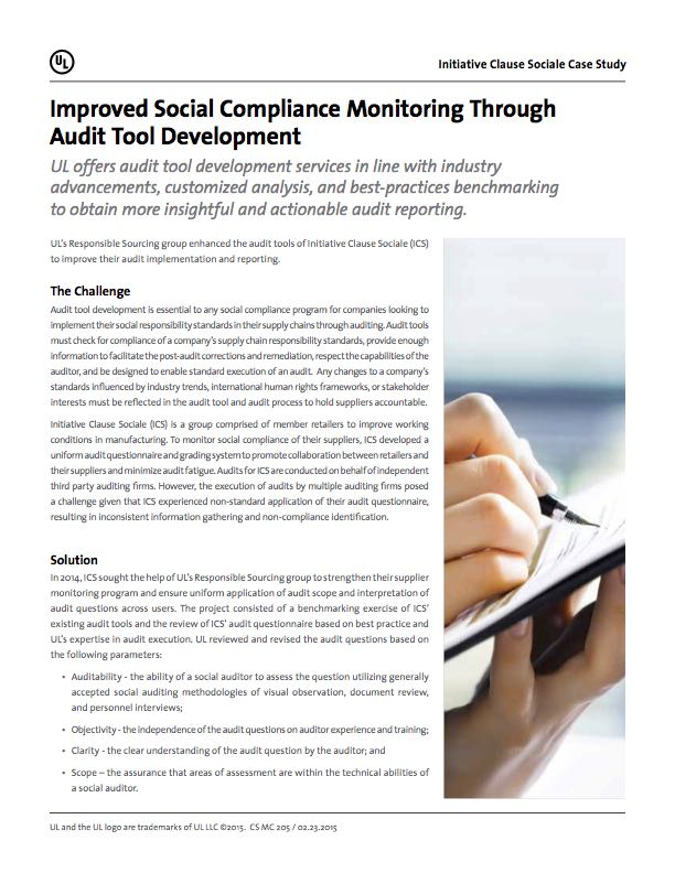 Improved Social Compliance Monitoring Through Audit Tool Development.
