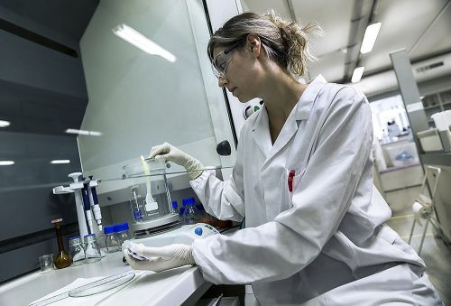 Scientist in a test lab