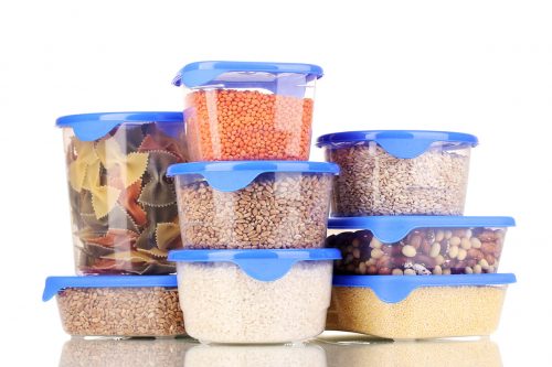 Filled plastic containers isolated